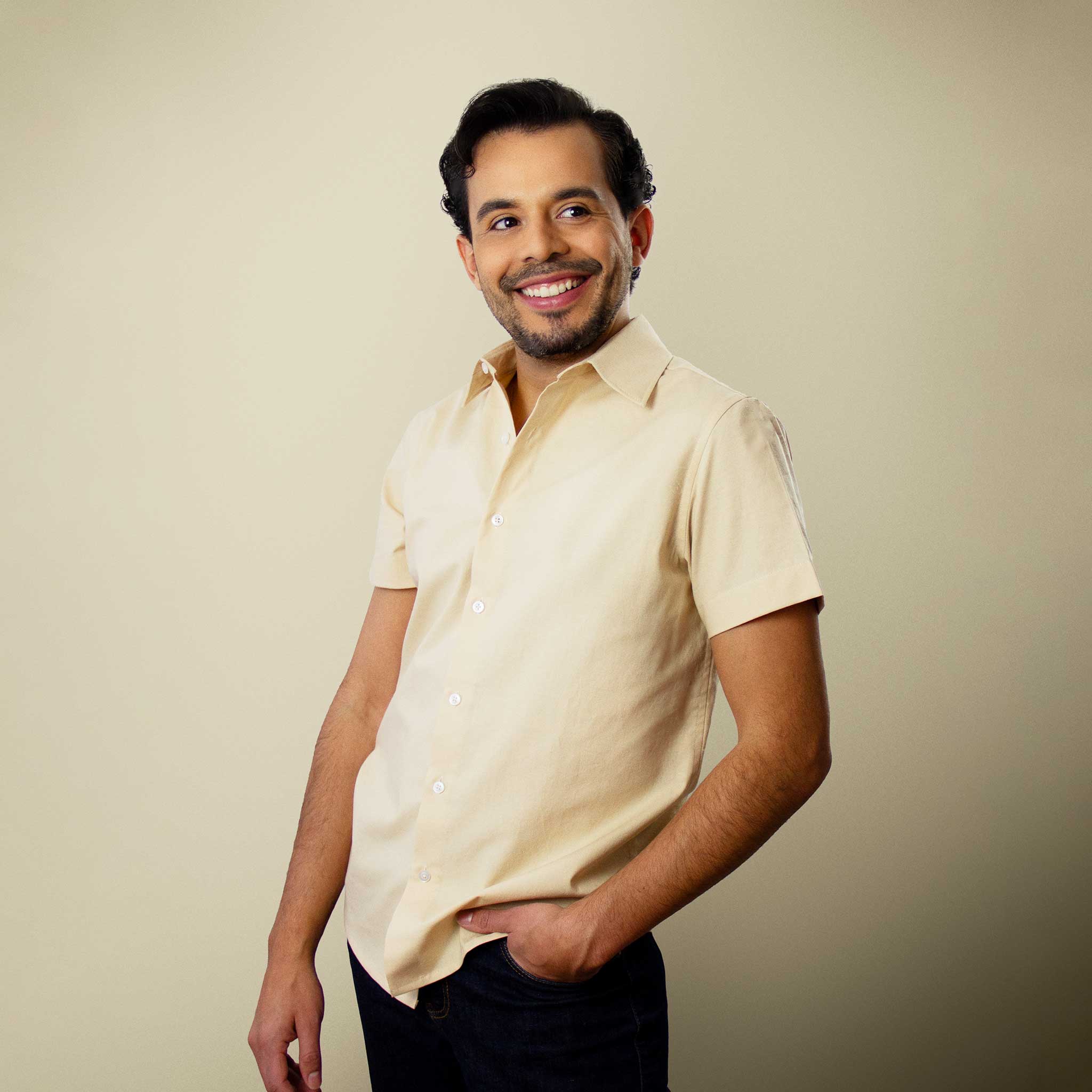 RECANTO Areia | Men's Beige Button Up Shirt