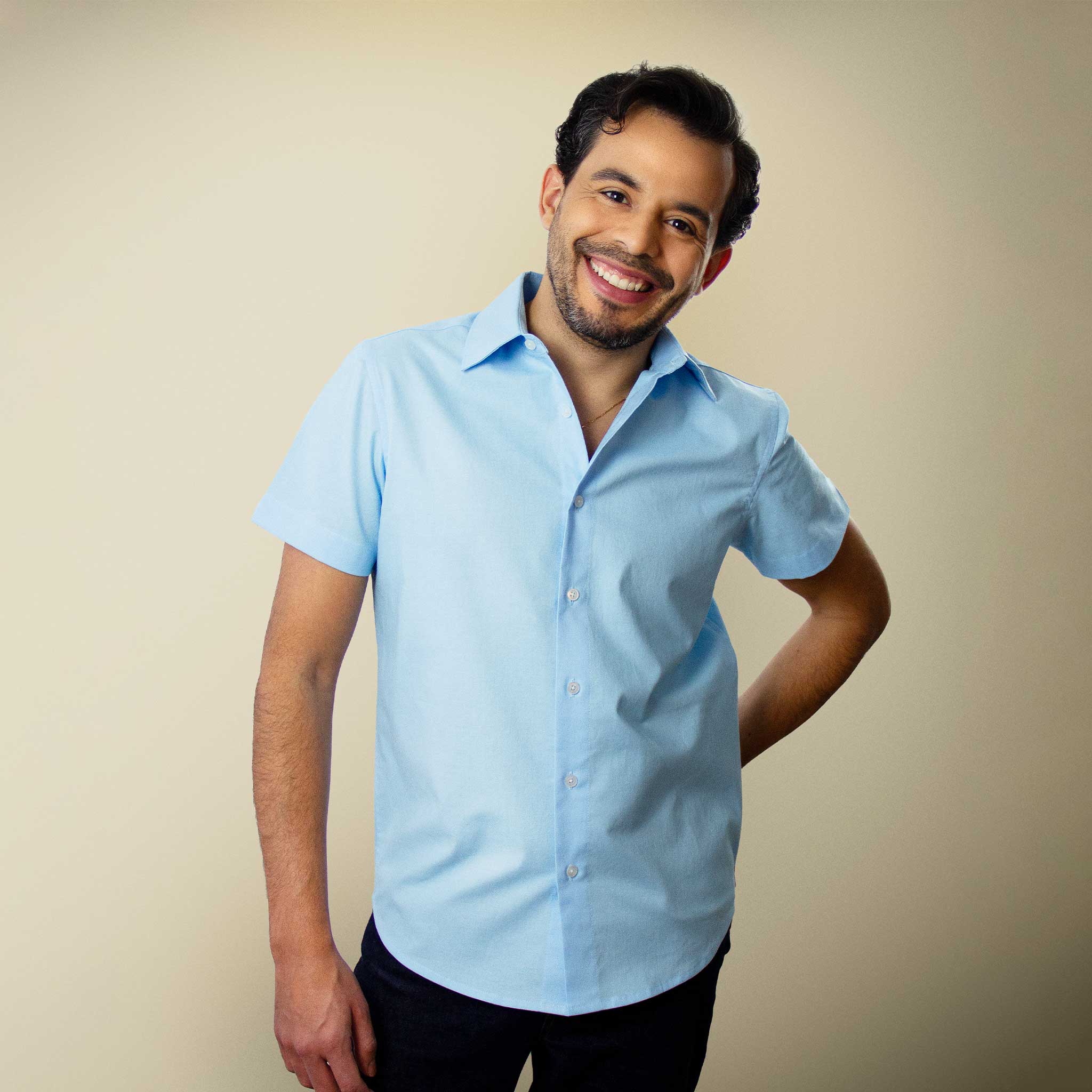 RECANTO Ceu | Men's Light Blue Button Up Shirt