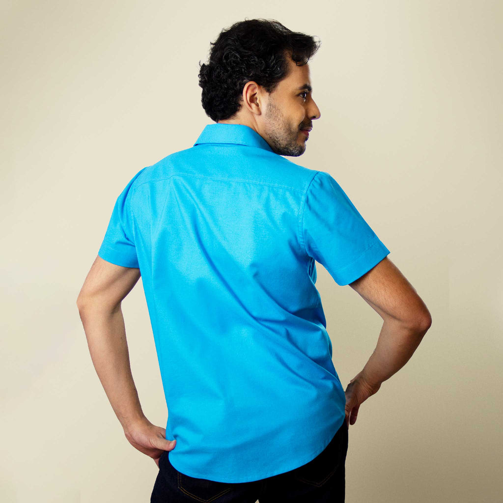 RECANTO Horizonte | Men's Bright Blue Button Up Shirt