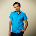 RECANTO Horizonte | Men's Bright Blue Button Up Shirt