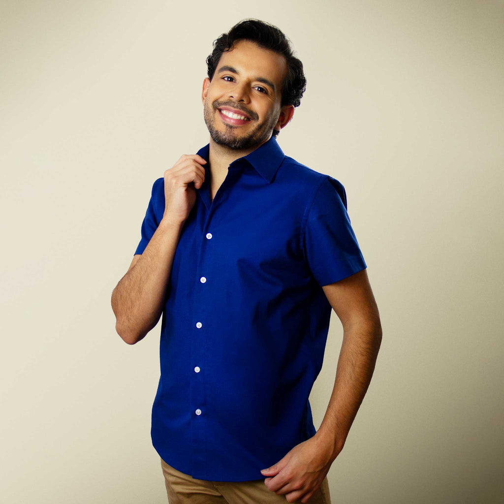 RECANTO Oceano | Men's Dark Blue Button Up Shirt