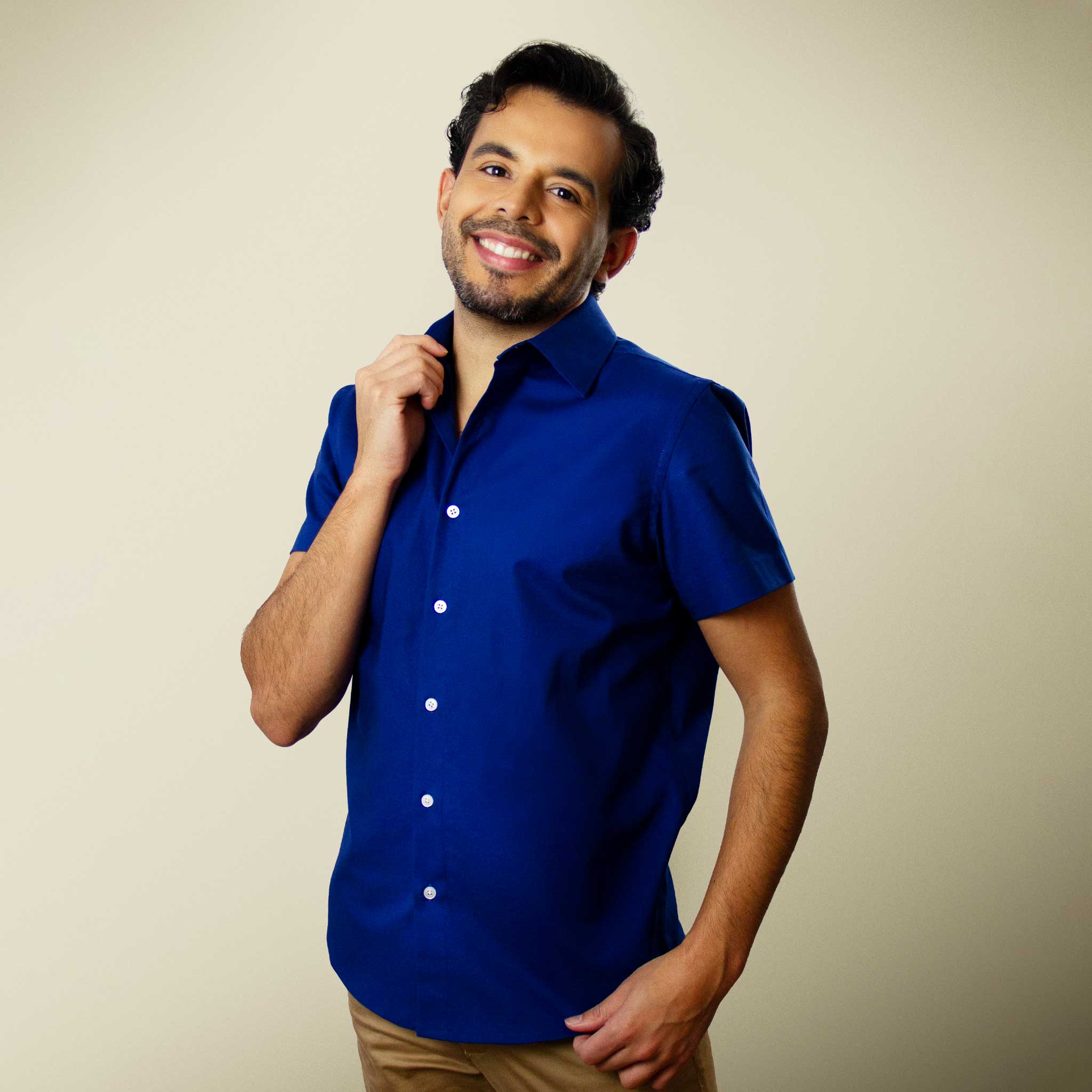 RECANTO Oceano | Men's Dark Blue Button Up Shirt